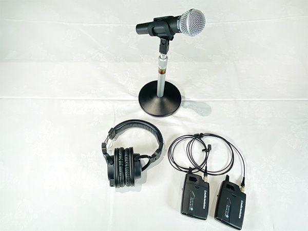 音響一式(ピンマイク・有線マイク・USBマイク・モニター用ヘッドフォン)